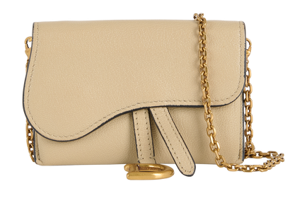 Christian Dior Nano Saddle Pouch, &pound;595, Accessories, Beige, Leather, Front view